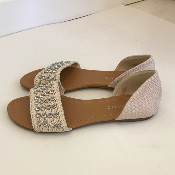 ANDIAMO Sandals Slip On Flats Rhinestone Cream Acaine Women’s Size 7 - Picture 10 of 15